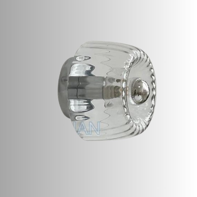 Vägglampa Rund med Räfflat Glas - Dome-formad Skärm