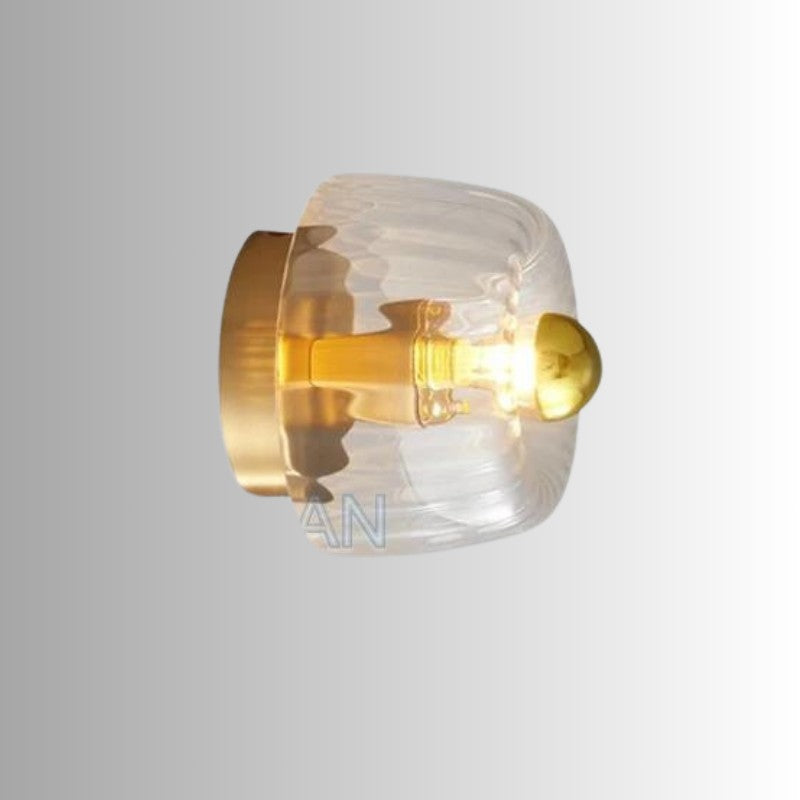 Vägglampa Rund med Räfflat Glas - Dome-formad Skärm